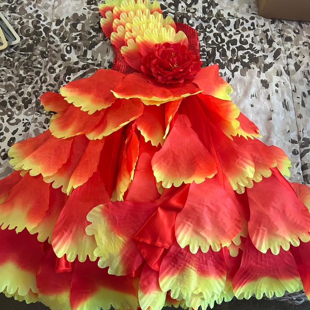 Vibrant Red and Yellow Petal dress Costume